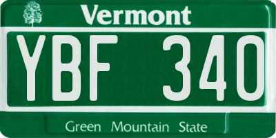 VT license plate YBF340