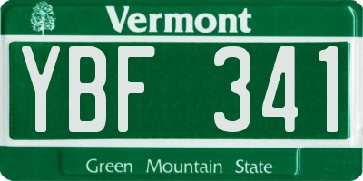 VT license plate YBF341