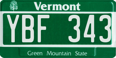 VT license plate YBF343