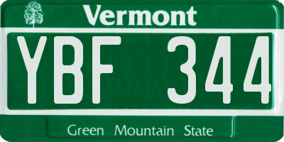 VT license plate YBF344