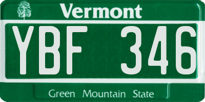 VT license plate YBF346
