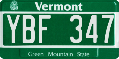 VT license plate YBF347