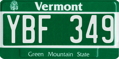 VT license plate YBF349