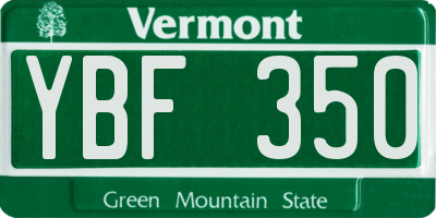 VT license plate YBF350
