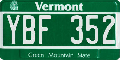 VT license plate YBF352