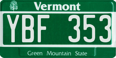 VT license plate YBF353