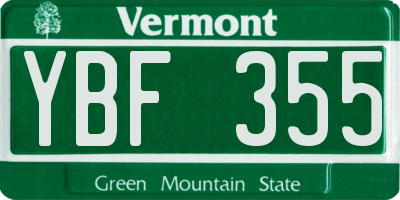 VT license plate YBF355
