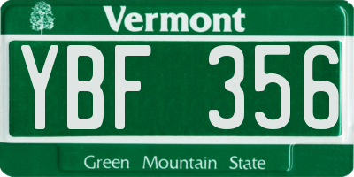 VT license plate YBF356