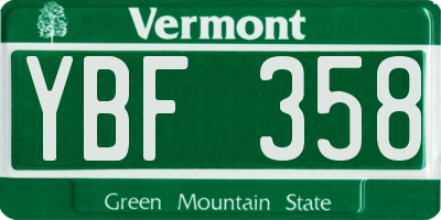VT license plate YBF358