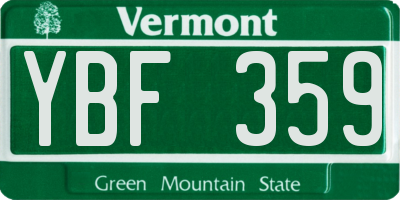 VT license plate YBF359