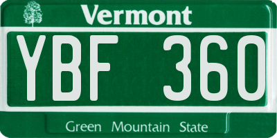 VT license plate YBF360
