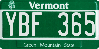 VT license plate YBF365