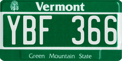 VT license plate YBF366