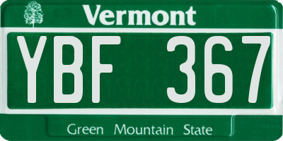 VT license plate YBF367