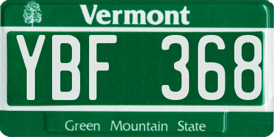 VT license plate YBF368