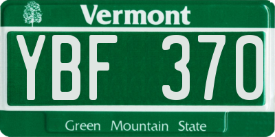 VT license plate YBF370