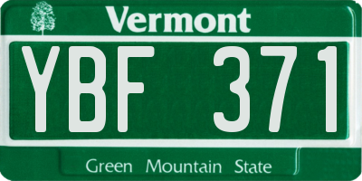 VT license plate YBF371