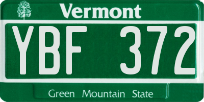 VT license plate YBF372