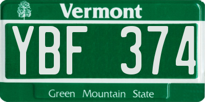 VT license plate YBF374