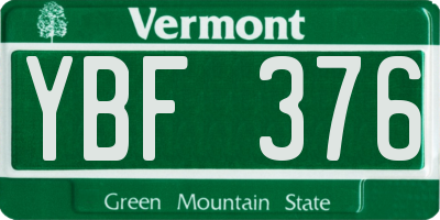 VT license plate YBF376
