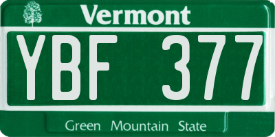 VT license plate YBF377