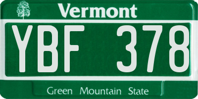 VT license plate YBF378