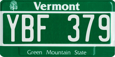 VT license plate YBF379