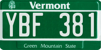 VT license plate YBF381