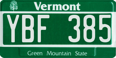 VT license plate YBF385