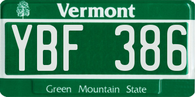 VT license plate YBF386