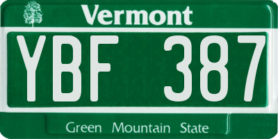 VT license plate YBF387