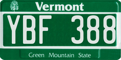 VT license plate YBF388