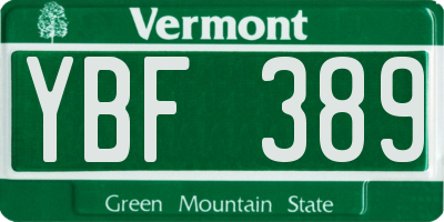VT license plate YBF389