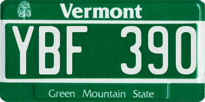 VT license plate YBF390