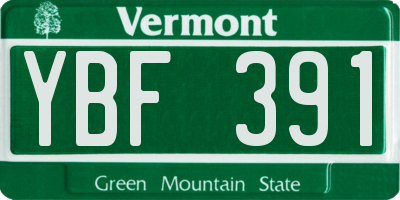 VT license plate YBF391