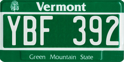 VT license plate YBF392