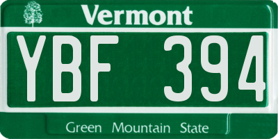 VT license plate YBF394