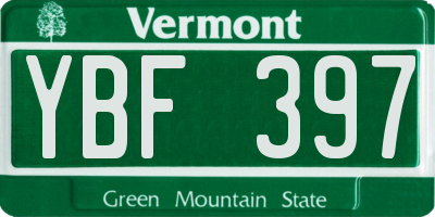 VT license plate YBF397