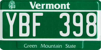 VT license plate YBF398