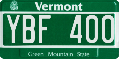 VT license plate YBF400
