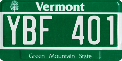 VT license plate YBF401