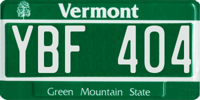 VT license plate YBF404