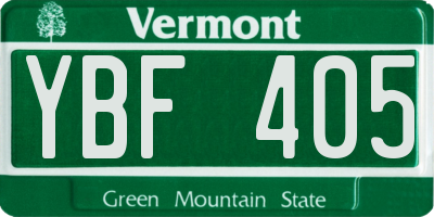 VT license plate YBF405