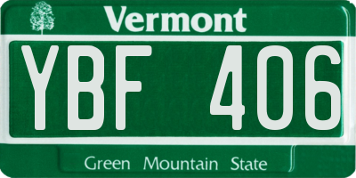 VT license plate YBF406