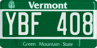 VT license plate YBF408