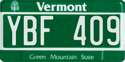 VT license plate YBF409