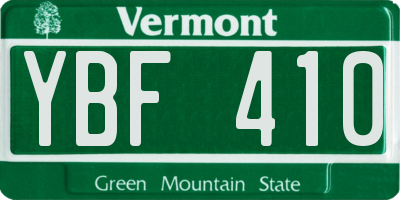 VT license plate YBF410