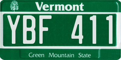 VT license plate YBF411