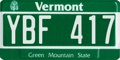 VT license plate YBF417