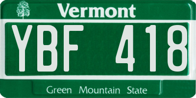 VT license plate YBF418